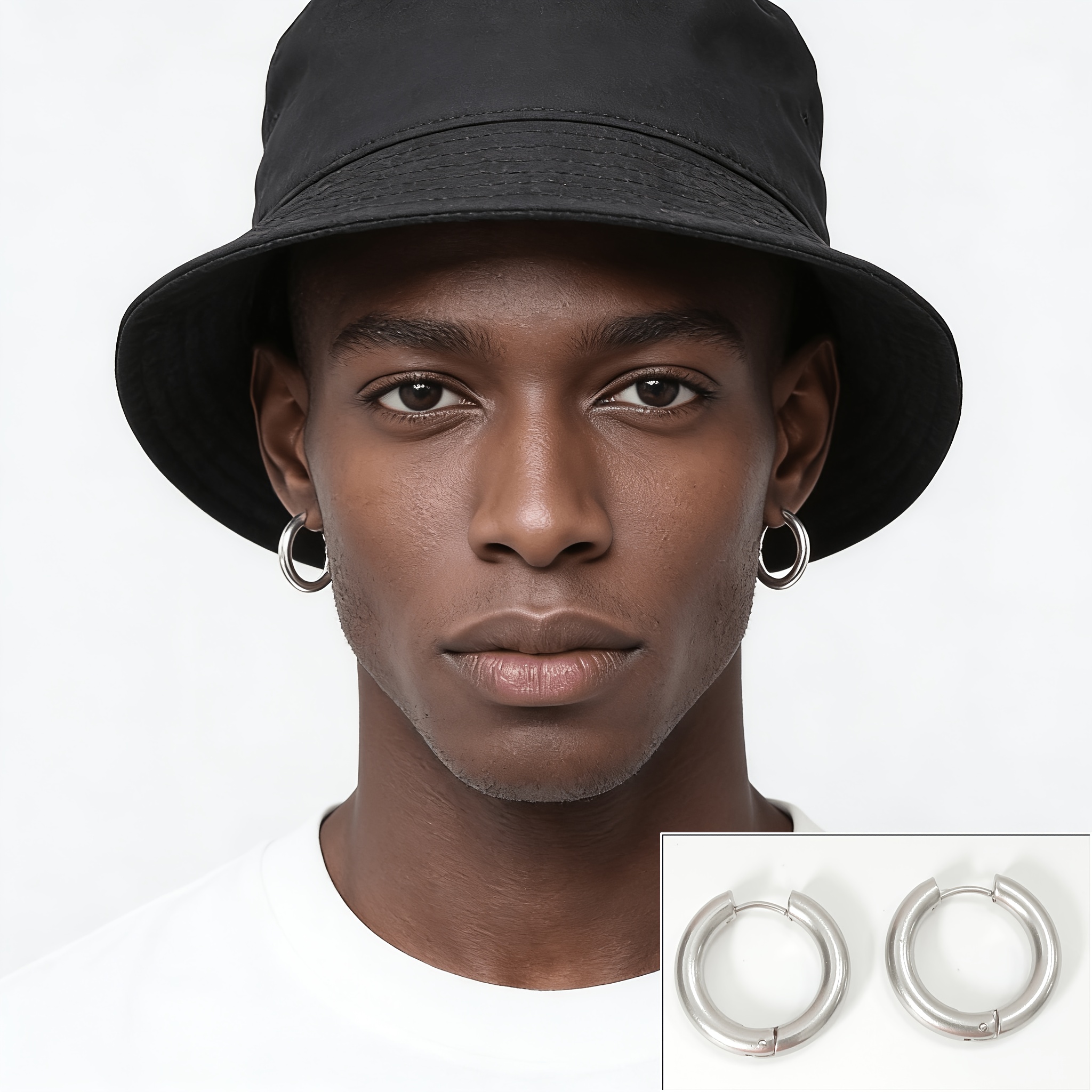 TEMU 1 Pair Of Unisex Steel Cool Hip-hop Style Polished Plain Hoop Ear Cuffs, Requires Piercing, Fashionable And Elegant, Versatile For Daily Wear,