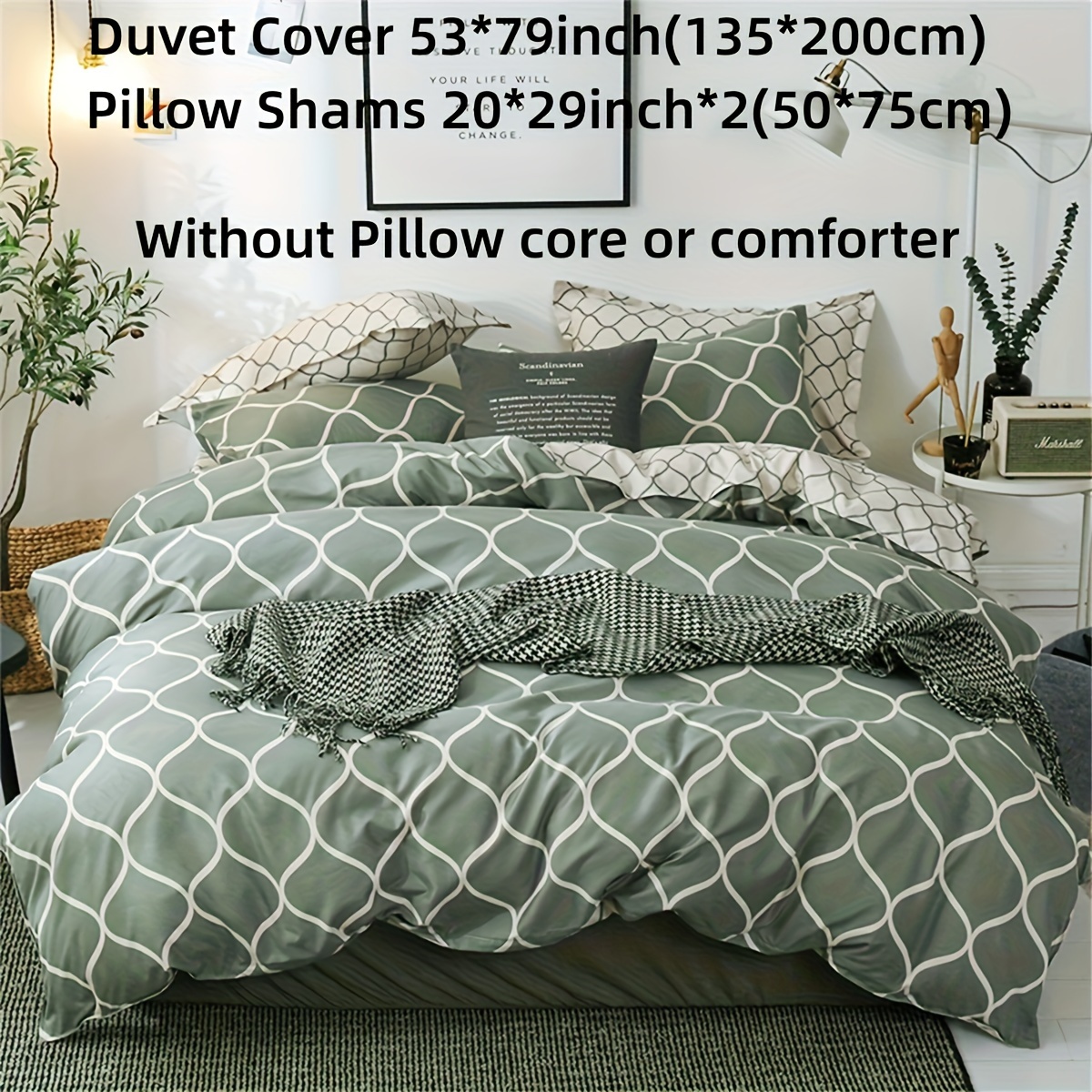 1 Set Polyester Reactive Print Gray Rio Pillowcase Duvet Cover 3pcs Set Skin-friendly Soft Breathable Hotel Bedroom Bedding