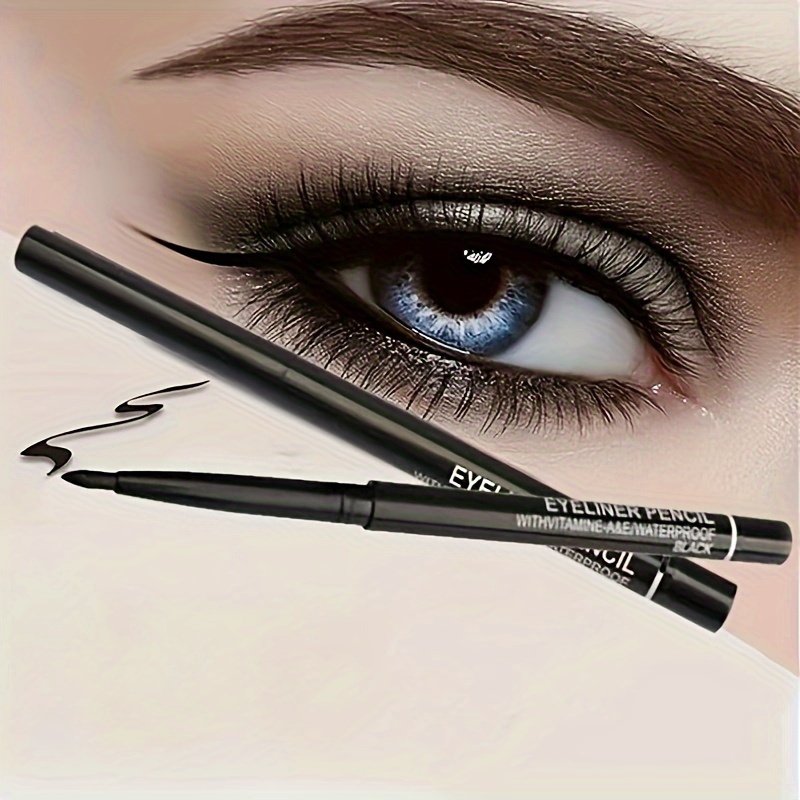 

Waterproof Eyeliner Pencil, Dual-purpose Eyebrow Pen & Eyeliner, Easy To Apply Retractable Eye Makeup Pencil, Smudge-proof, Long-lasting, Black, For Defined Eyes