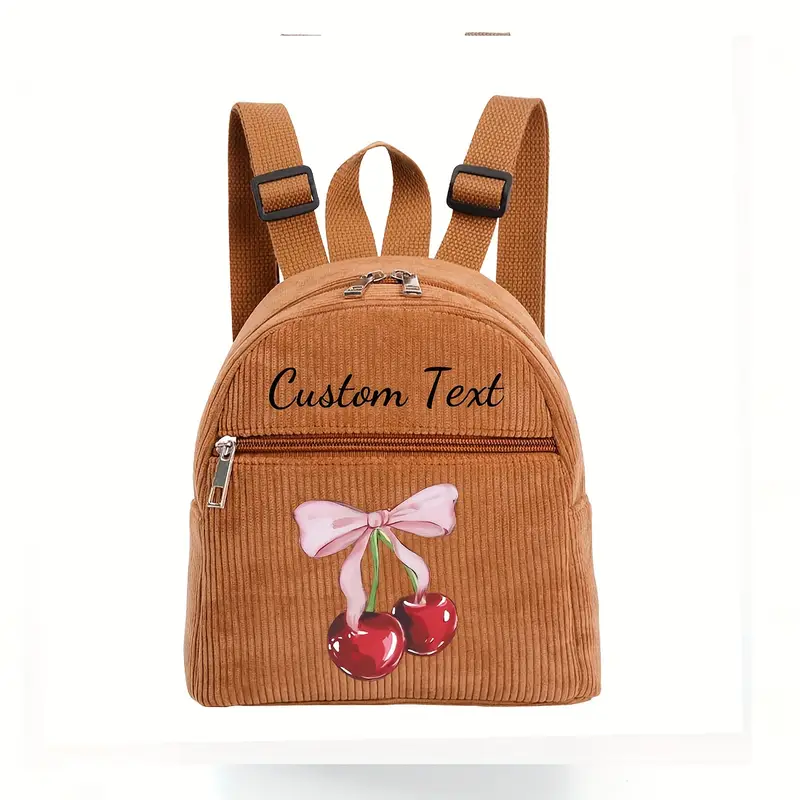 cherry mini backpack Kaut Block Featuring our cherry check print on our natural hue Kane Double Pocket Backpack Cherries