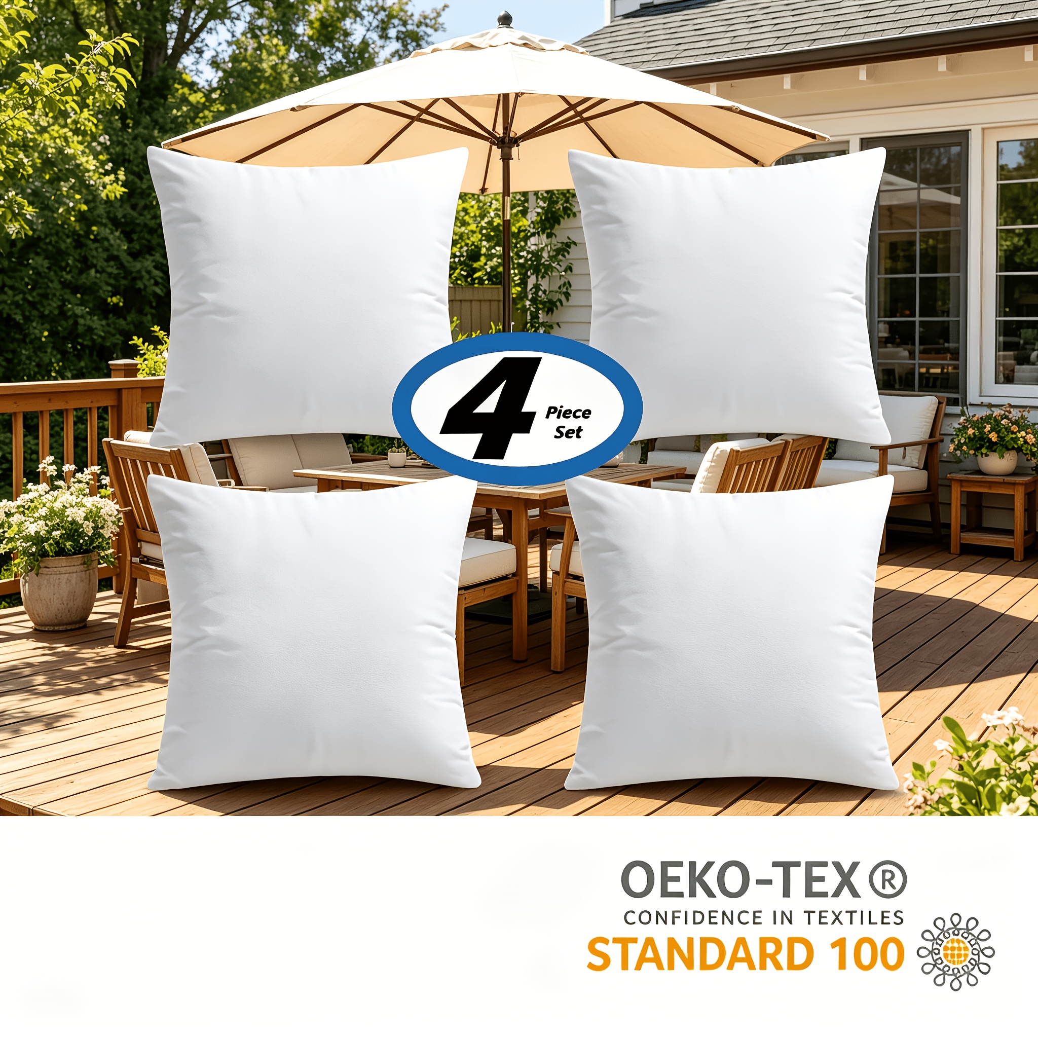 set of 4 6 outdoor patio throw pillow inserts 16 16 18 18 20 20in square decorative pillow forms hypoallergenic microfiber fill weather resistant   for garden porch  