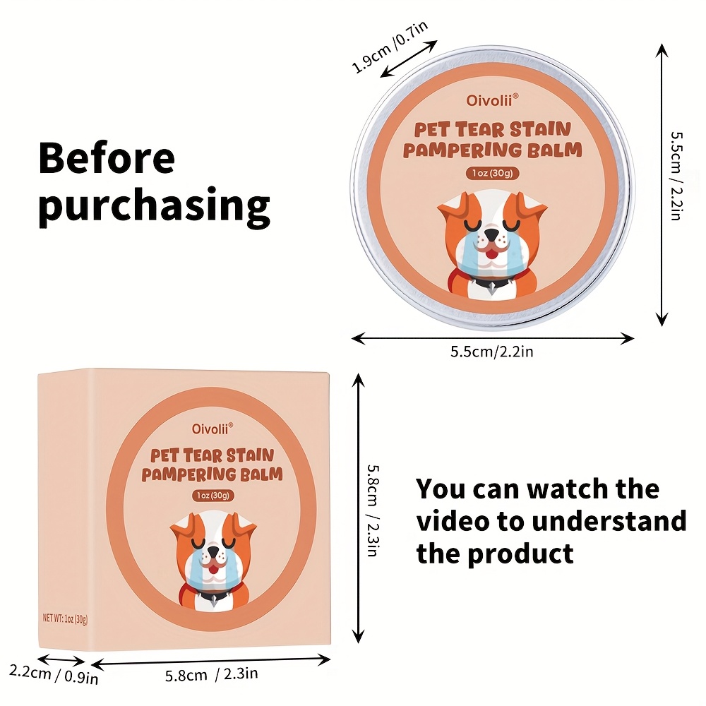 Image of Pet Tear Balm, Eye Care For Dogs And Cats, Cleans Pet Tear Stain, Gentle And Non-irritating, 1oz