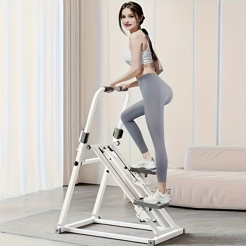 máquina de caminar plegable   y resistencia ajustables, entrenadora de   de color   equipada con pedales antideslizantes y un bloqueo de seguridad. su funcionamiento manual no requiere baterías ni componentes electrónicos, lo que la   ideal para espacios pequeños y