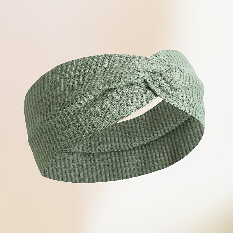 TEMU 1pc Waffle Solid Color Cross Elastic Plaid Fashionable Hair Tie, Women's Headband, Sports Headband, Multiple Colors , Suitable For Sports And
