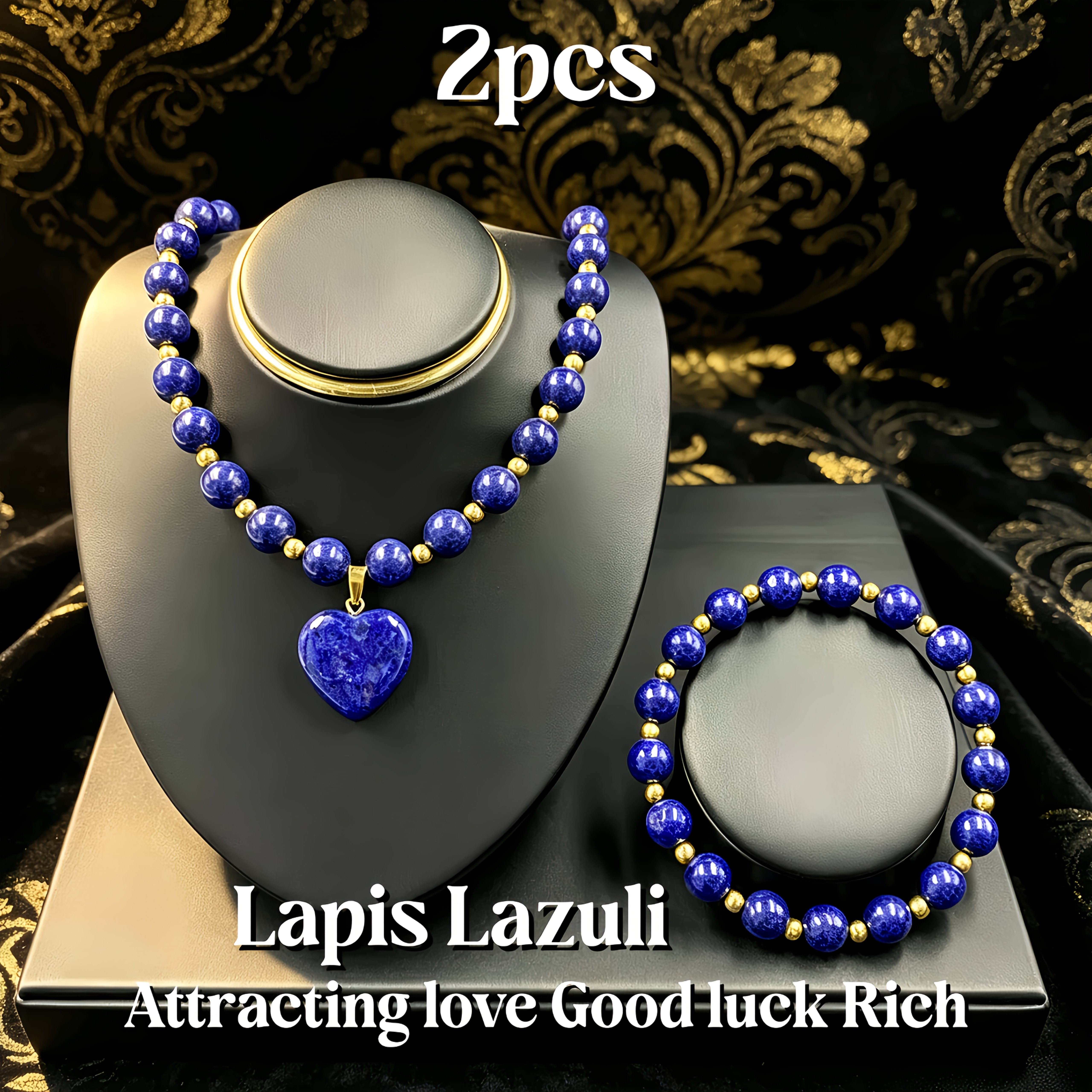 TEMU Juego de 2 piezas: collar con colgante de amor de natural y pulsera de , collar y pulsera para atraer y , posee 2 piezas al mismo , pulsera a