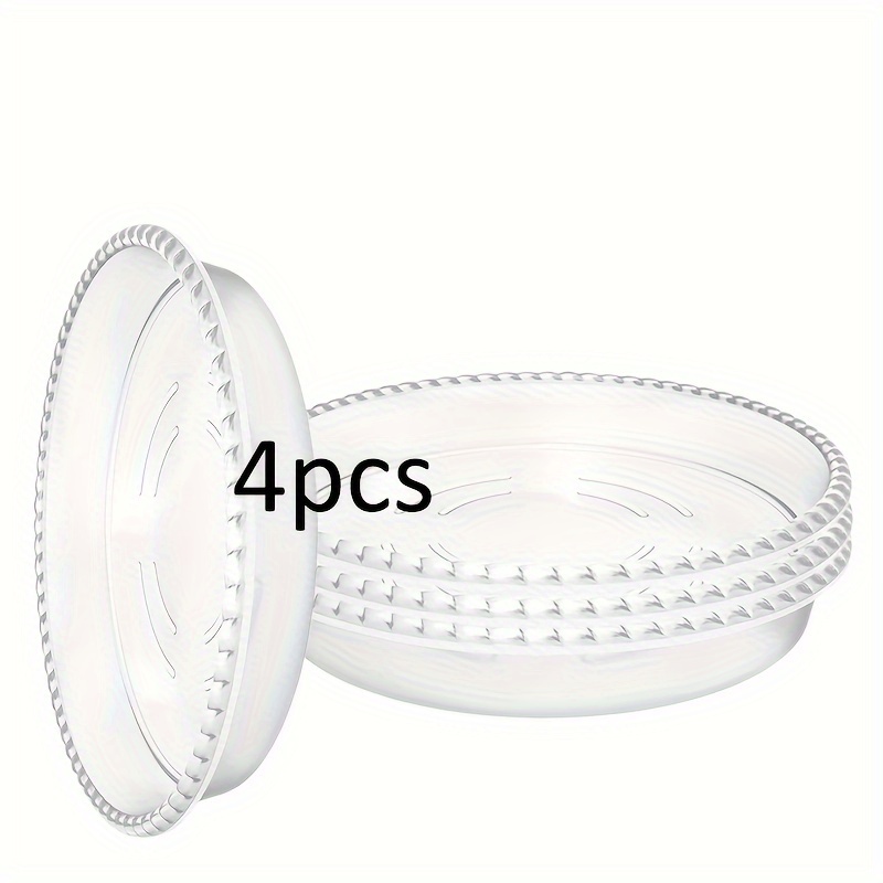 4pcs Clear Plastic Plant Trays - Round Holders For Indoor & Outdoor Use, Prevents Garden Mess And Stains