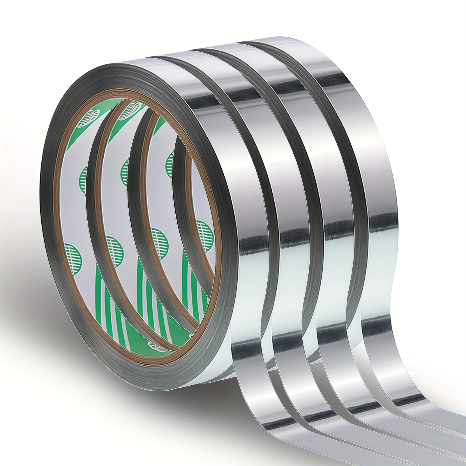 E-shop 4 Rollen Klebeband Selbstklebendes Waschi-Band Silberband 10 mm x 50 m Bastel Dekoratives Klebeband Fliesen Fugenband Klebeband für