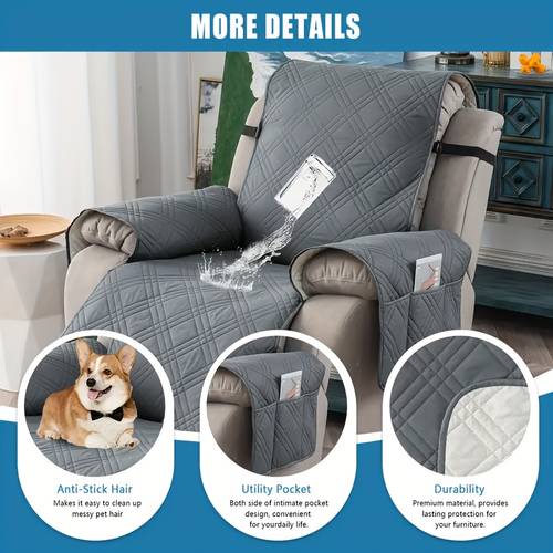 1pc high quality recliner cover anti slip recliner sofa protector with pockets 100 polyester washable furniture cover for pets contemporary for decor