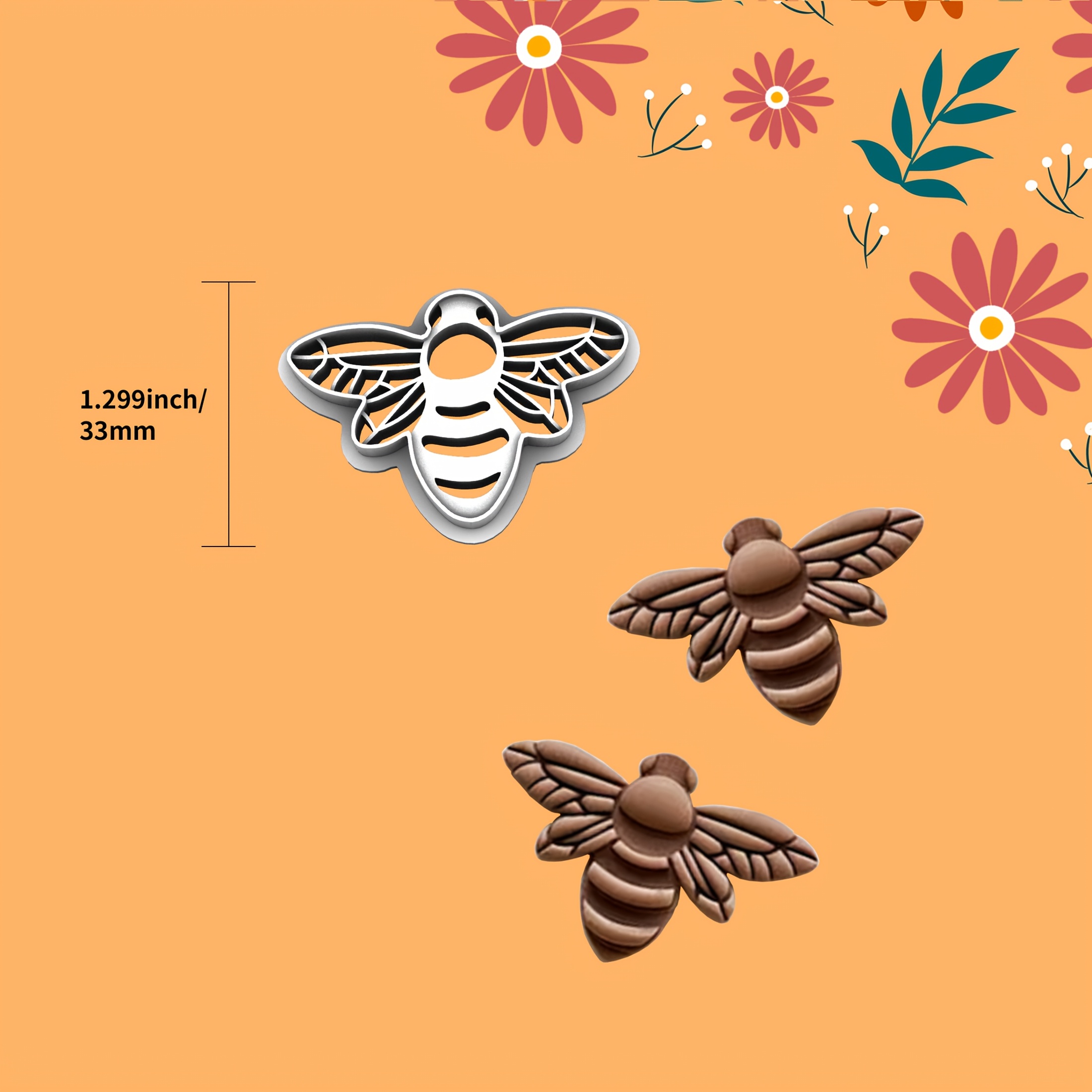 TEMU Bohemian Summer Cute Bee Clay Cutter, High-quality Polyester Resin Material Hollow Detail Design Mold For Polymer Clay Cutting Tool, Handmade