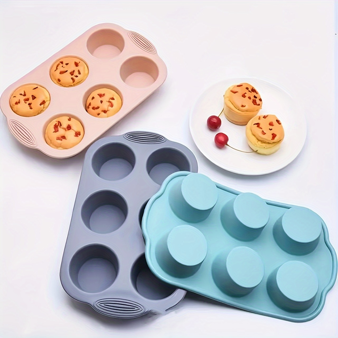 

Silicone Muffin Pan With 6-grid - Baking Muffins, Cupcakes, Pies & - Dishwasher Safe, Bpa-free - Essential Kitchen Gadget For Weddings & Baking - Round Shape, Oven Safe