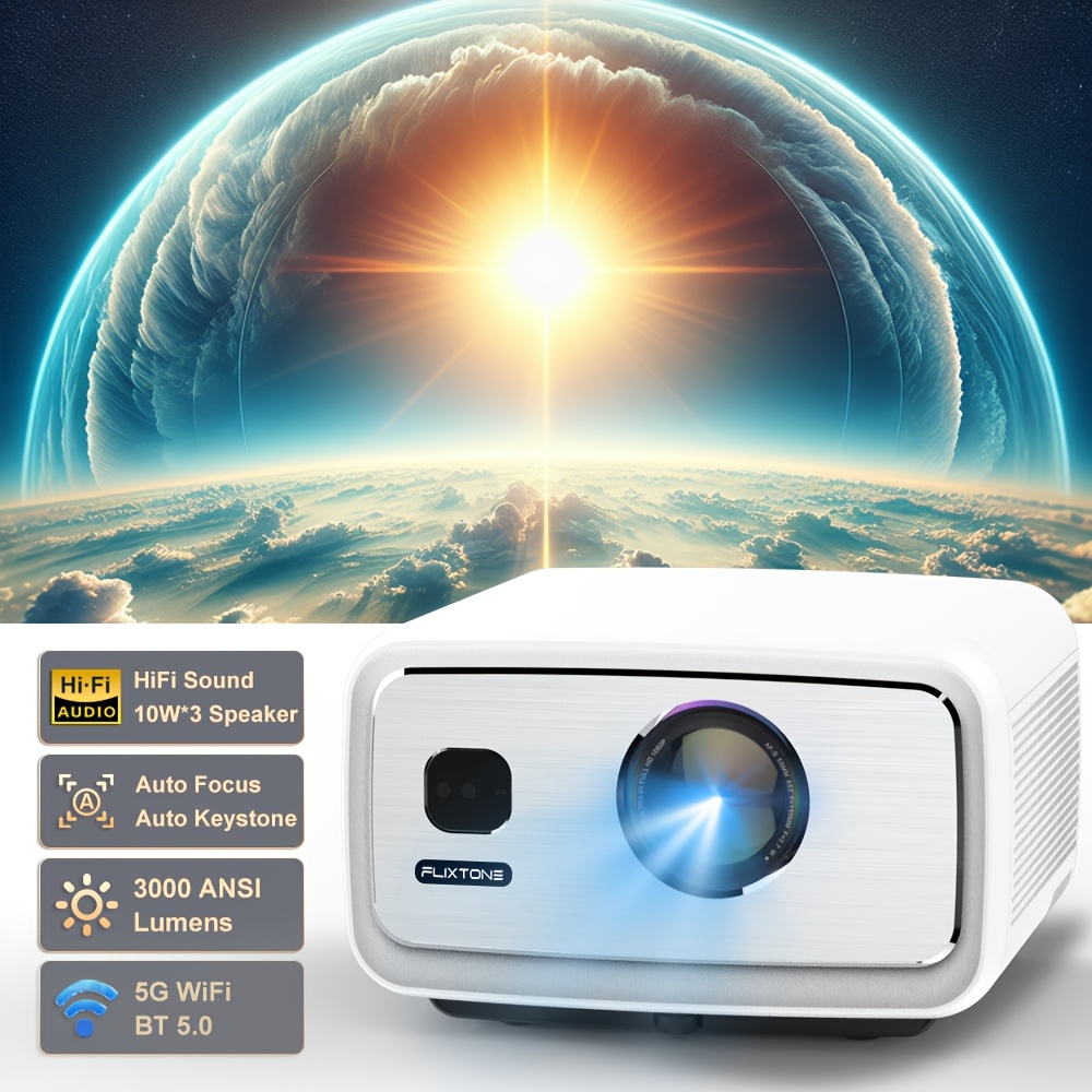 Projektor OS: Ultra visoka svetilnost 4K dekodiranje za dnevno uporabo, HDR10 video projektor, dvojni WiFi6 & BT velik zaslon za domači kino,