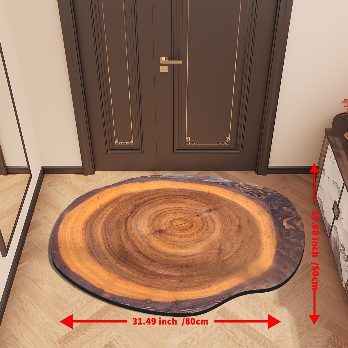 wood grain   design indoor doormat decorative floor mat with non slip rubber backing machine made polyester hand washable flame resistant low pile entry rug for living room bedroom bathroom details 9