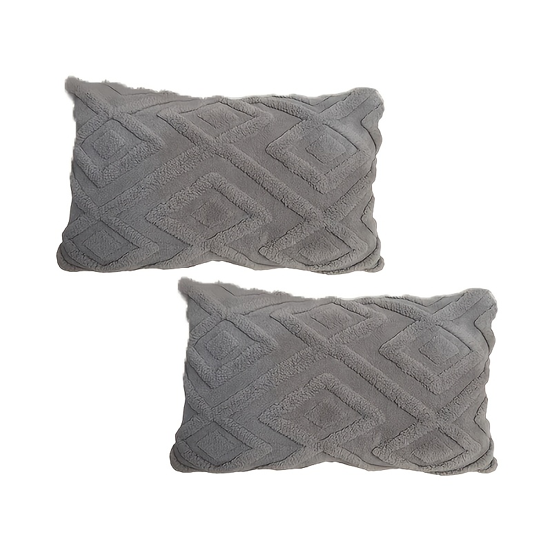 TEMU 2pcs Bohemian Modern Nordic French Sheepskin Cushion Covers Suitable For Bed Sofa Living Room Decor, Soft Plush Zipper Closure Pillowcases With