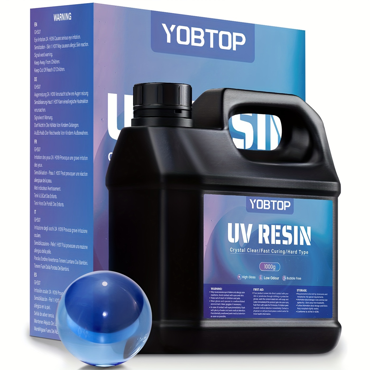 

Yobtop 1000g Uv , Upgraded Uv Kit Curing Clear Odourless Low Uv Epoxy For Making Casting And