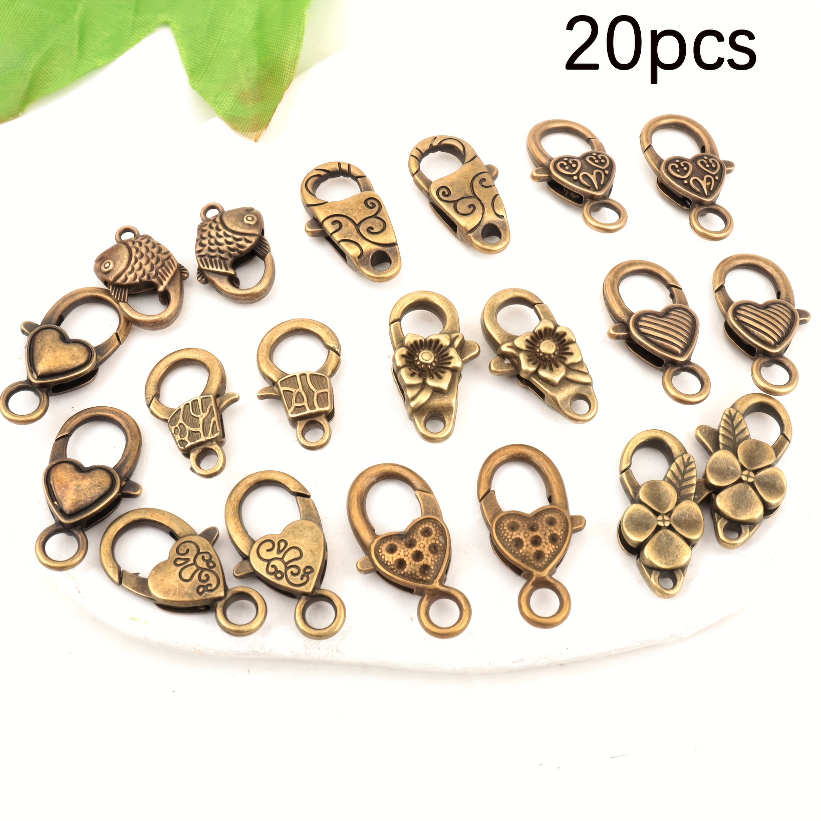 Image of 20pcs Random Mixed Styles Antique Silvery-plated Alloy Irregular Exquisite Pattern Lobster Clasps Bracelet/necklace/keychain/pendant Handmade Materials Suitable For Jewelry Making