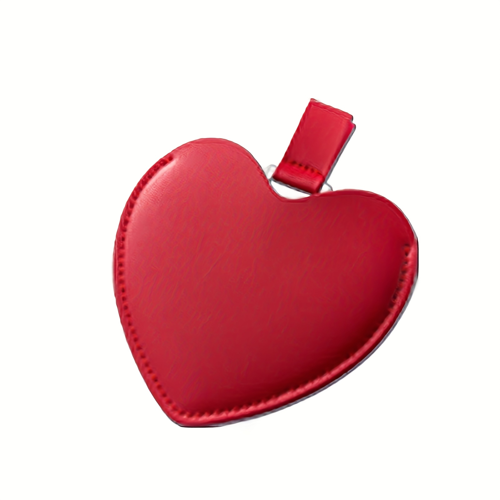 TEMU Compact And Portable Heart-shaped Makeup Mirror, Mini Stainless Steel, Slim Leather Travel Mirror, Perfect Gift For Holidays, Shatterproof