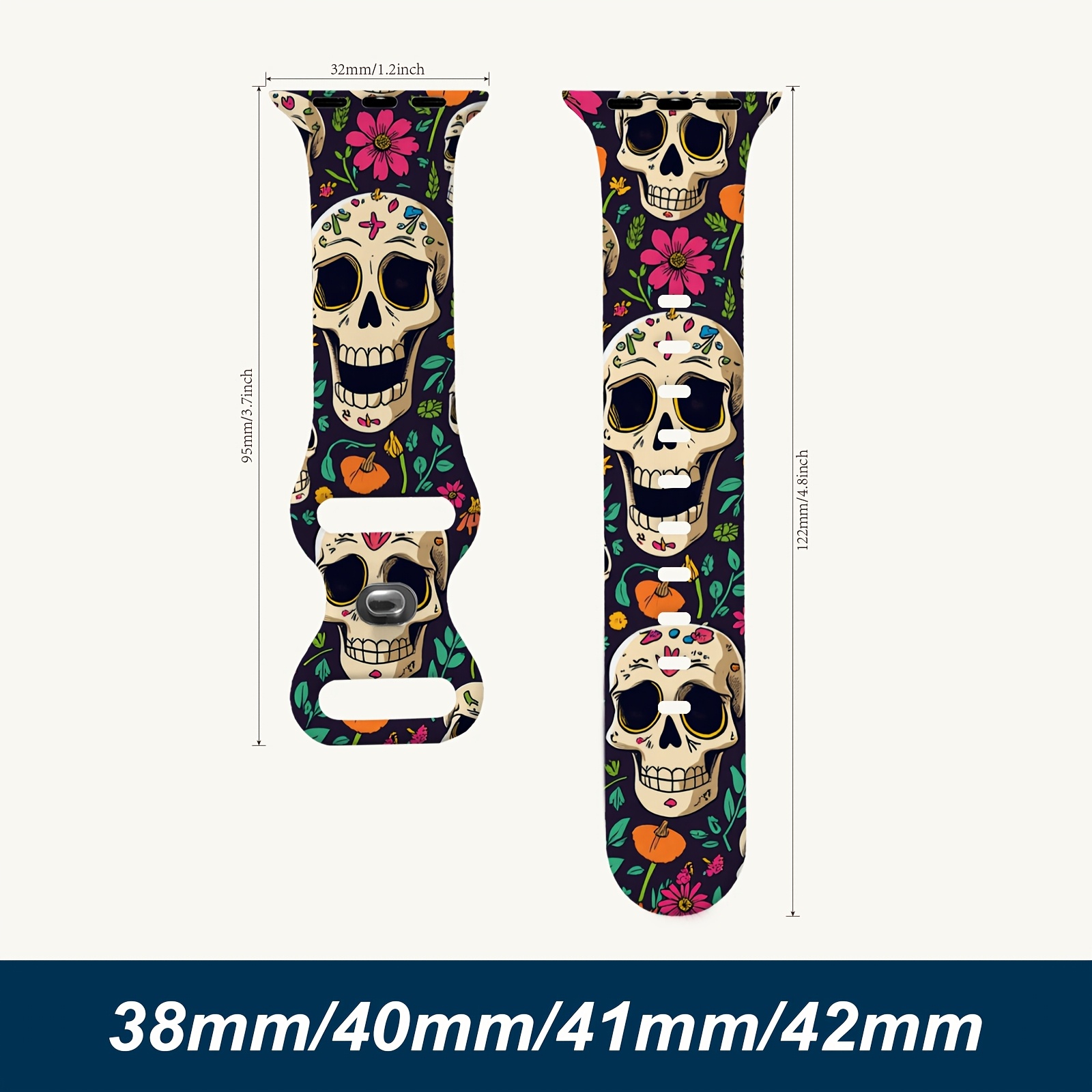 TEMU Apple Watch pour Femmes & Hommes - Bracelet en Silicone Souple avec Design de Mexicaine & Marigold, par des Morts, Résistant à avec Fermoir à