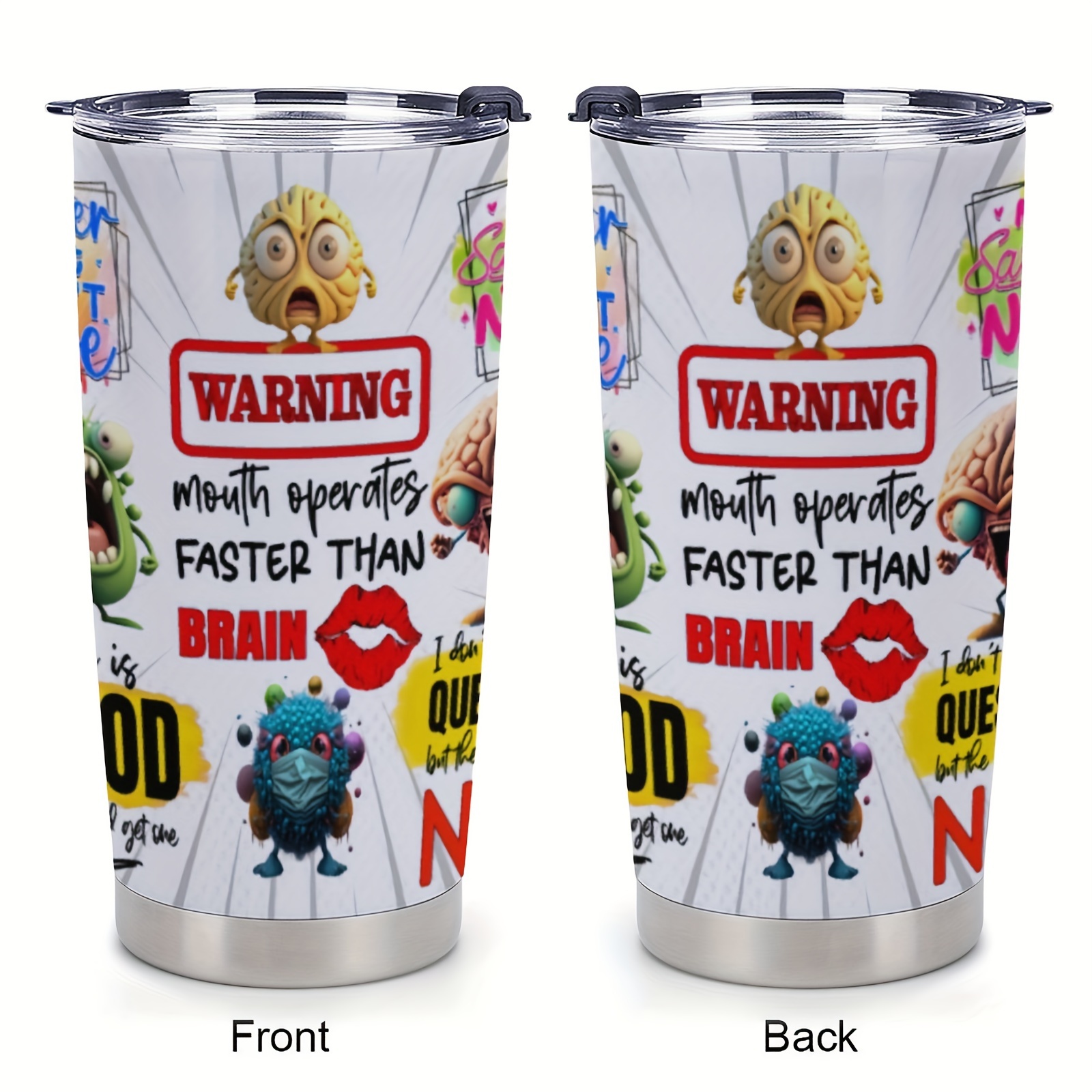 

1 Set, Water Cup Set, Cartoon Style Printed With Lid and Straw, Cleaning Brush, Stainless Steel Water Bottle, Insulated Water cups, Drinkware, Accessories