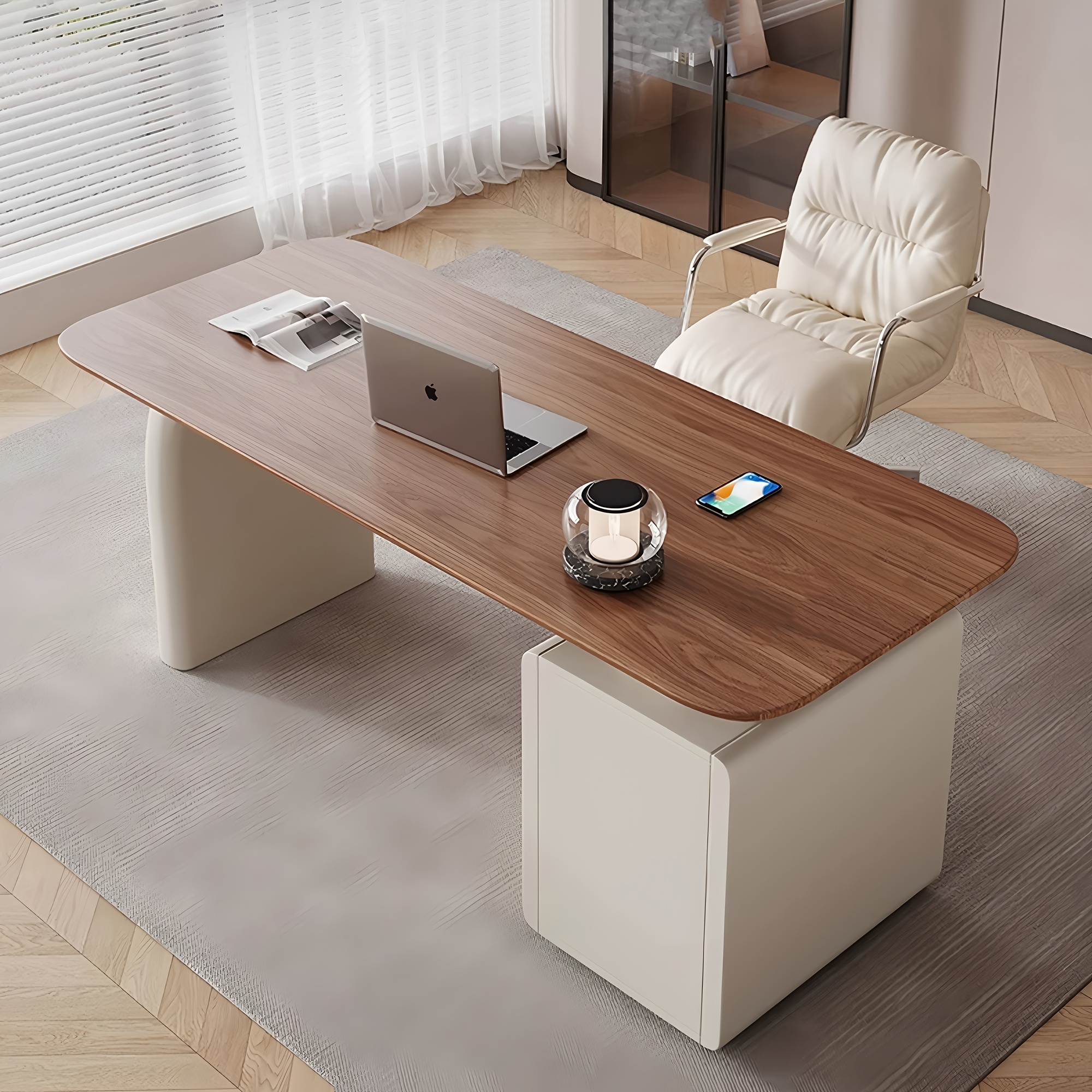 70 86 home office study desk with drawer storage walnut wood minimalist desk wide desktop for study suitable for bedroom study room Product details 6