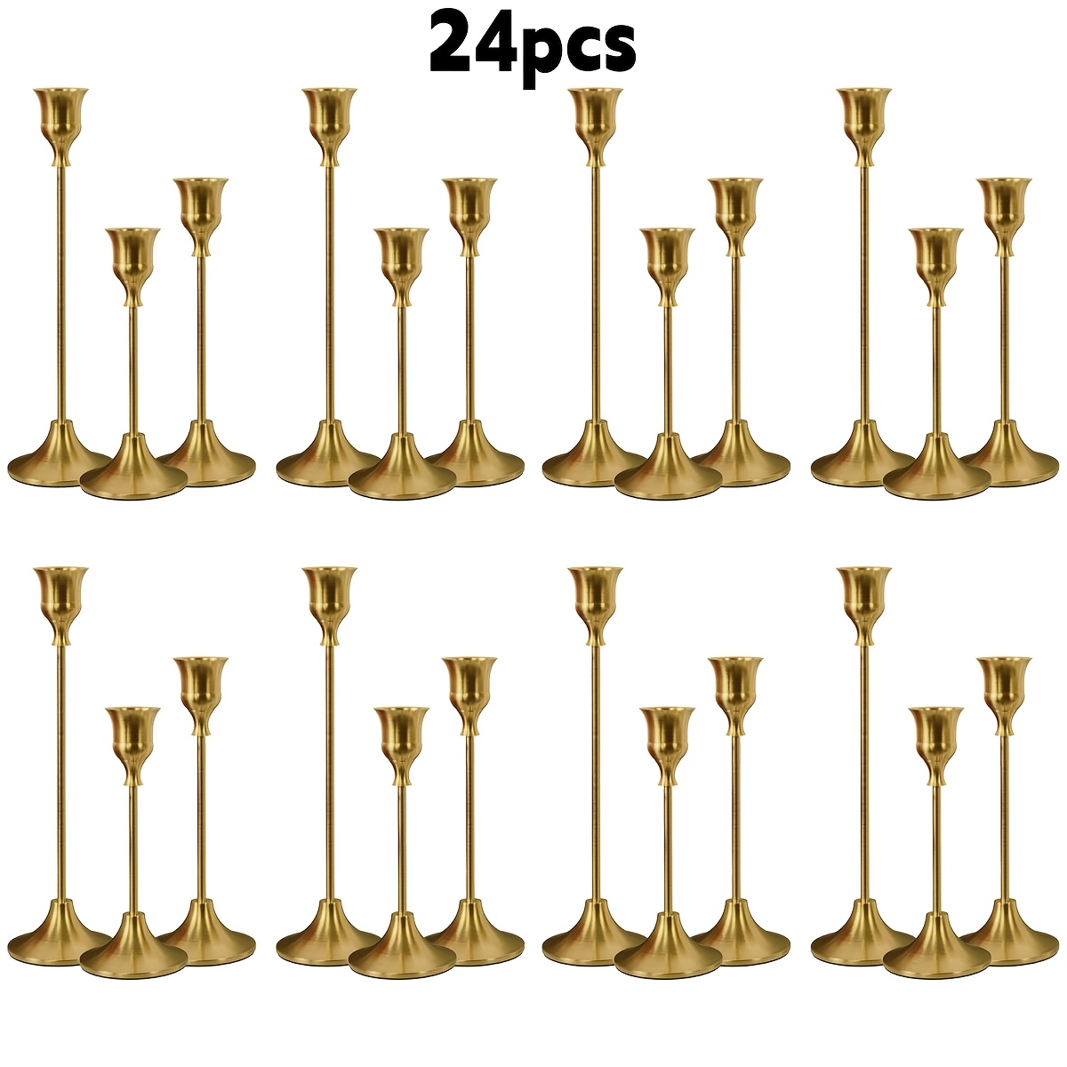 TEMU Brass Golden Candle Holder - Elegant Metal Cone Candle Stand For 3/4 Inch Candles, Modern Tabletop Centerpiece For Halloween, Christmas, Easter,
