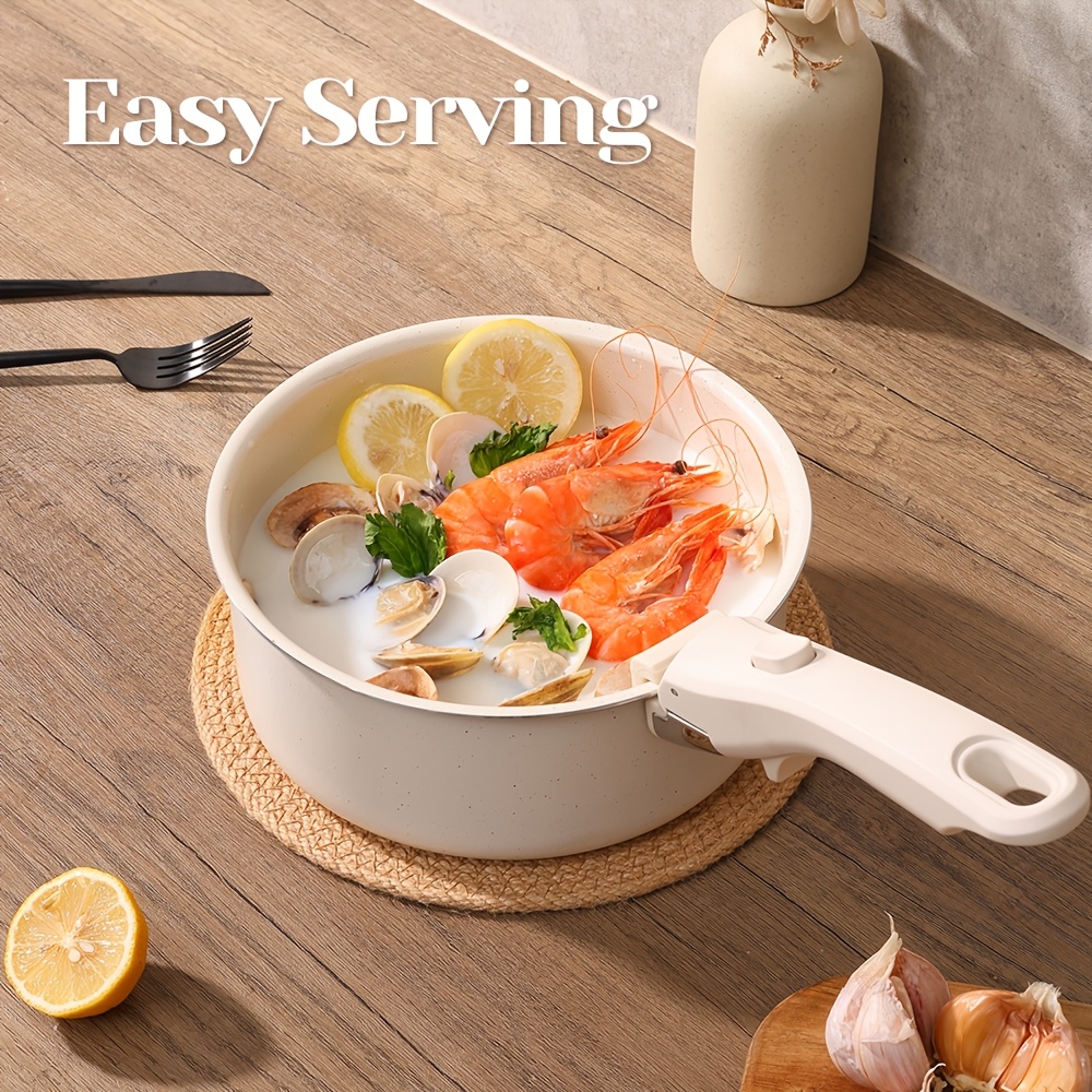 5pcs Non-Stick Ceramic Saucepan Set with Removable Handles