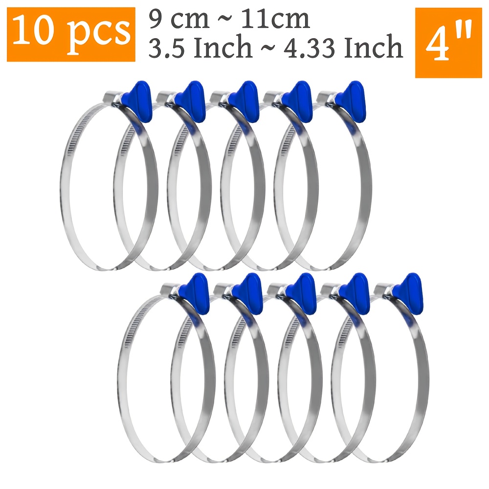 70260 4 Inch Key Hose Clamp, Thumb Screw Key Adjustable Hose Clamps For Dust Collection, For Dust Collector And Dryer Vent Hose, Pipe Clamp, Rv Clamp, Worm Gear Clamp