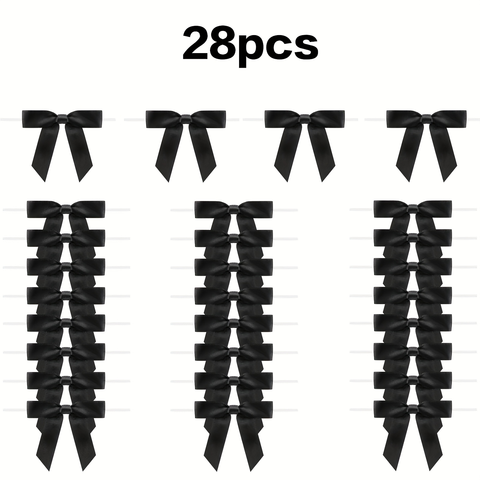 E-shop 28/58/108 Stück schwarze Schleifen, geeignet für Geschenkverpackungen, Bastelarbeiten, Tortendekorationen, Hochzeits-, Geburtstagsfeier- und