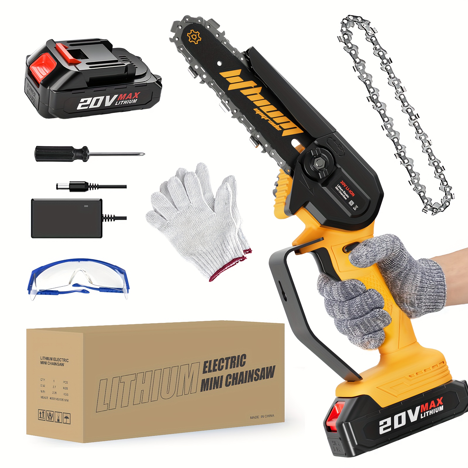

6-inch Cordless Mini Chainsaw: High-performance Handheld Electric Saw For Precise Tree Trimming And Wood Cutting, Equipped With Dual Batteries And A Robust Manganese Steel Chain