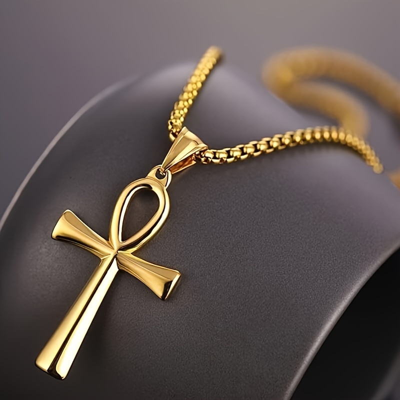 1pc Christian Ankh Necklace, Christian Ankh Cross Pendant Necklace, Ankh Necklace, Christmas Gift, Present, Souvenir
