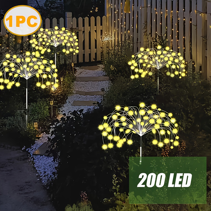 200/60 Led Solar Outdoor Light Solar Lawn Light With 8 Lighting , Suitable For Courtyards, Gardens, Parties, , Holidays, Driveways, , Backyards, Christmas, And Halloween Decorations Warm/white/color