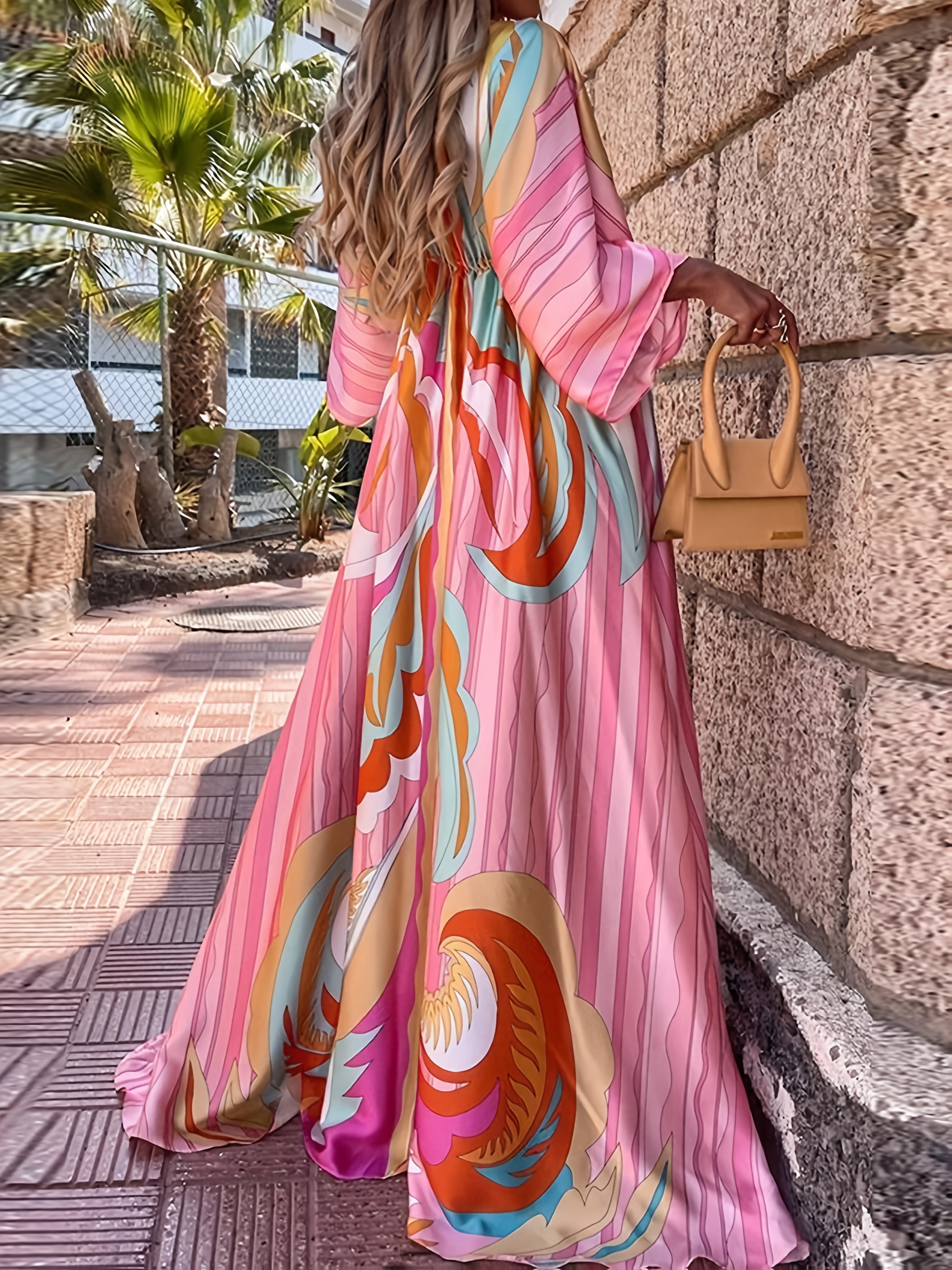 knee length dresses for ladies Modest Muslim Women's Tropical Bloom Maxi Dress
