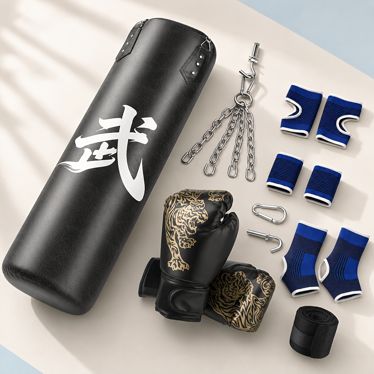 Image of 120cm Punching Bag Set With 12oz Gloves, Chain And Ceiling Hook, Heavy Bag For Mma, Kickboxing, Karate & Home Gym