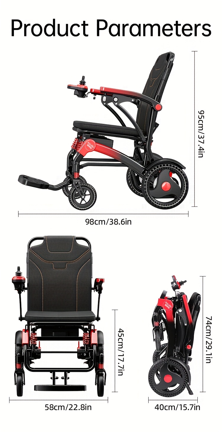 faa   portable electric wheelchair 39 lb ultra lightweight foldable mobility scooter with 18 mile range 4 wheel absorbing design no   airplane friendly chair w charger toolkit for   seniors Product details 2