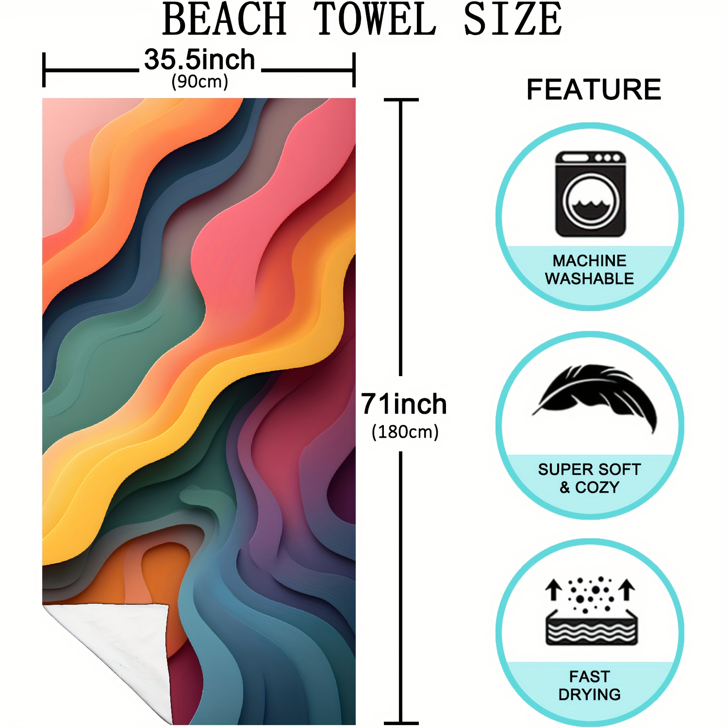 TEMU 1pc Microfiber Beach Towel, Valentine's Day, Summer Beach Towel, 2025, New Year , I Love You, 14th, Happy New Year, Spring, Easter, Microfiber