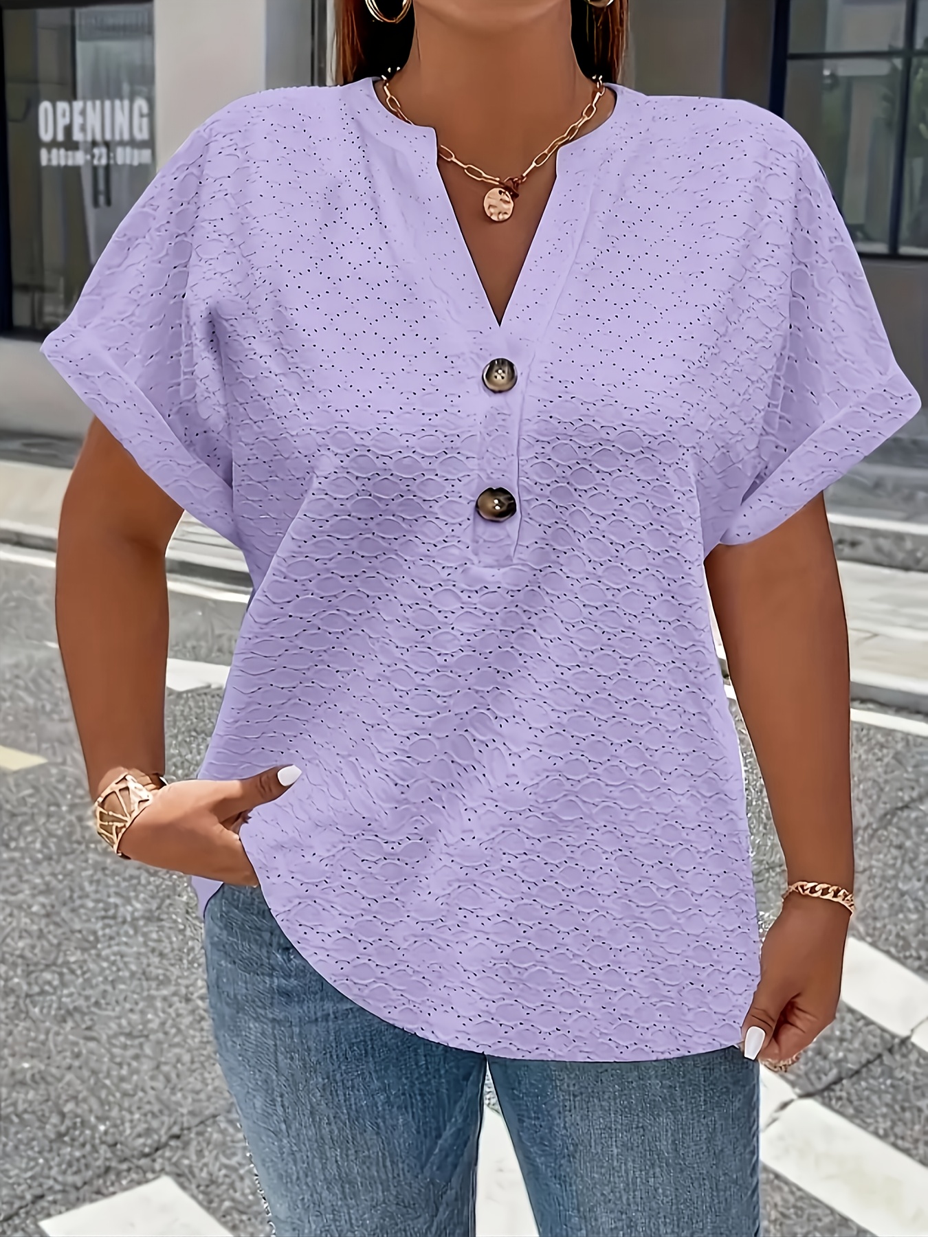 Women's Elegant Middle Eastern-Inspired Black Button-Front T-Shirt - Stand-Up Collar Short Sleeve Top, Machine Washable Spring/Summer Casual & Formal Wear, Ladies T Shirts, Versatile Top, Sophisticated Style, Durable Material, Fashion Top, Summer Wardrobe, Everyday Top, Buttonfront Top, Lightweight Top, Stylish Blouse, Fashionconscious Women
