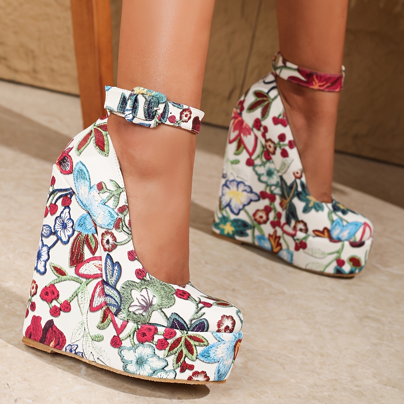 kissxuanyan damen blumenmuster plateauabsatz ultra hoch Temu Germany