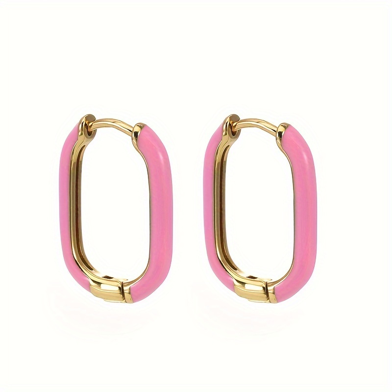 Minimalist Square Gold-plated Enamel Drop Earrings