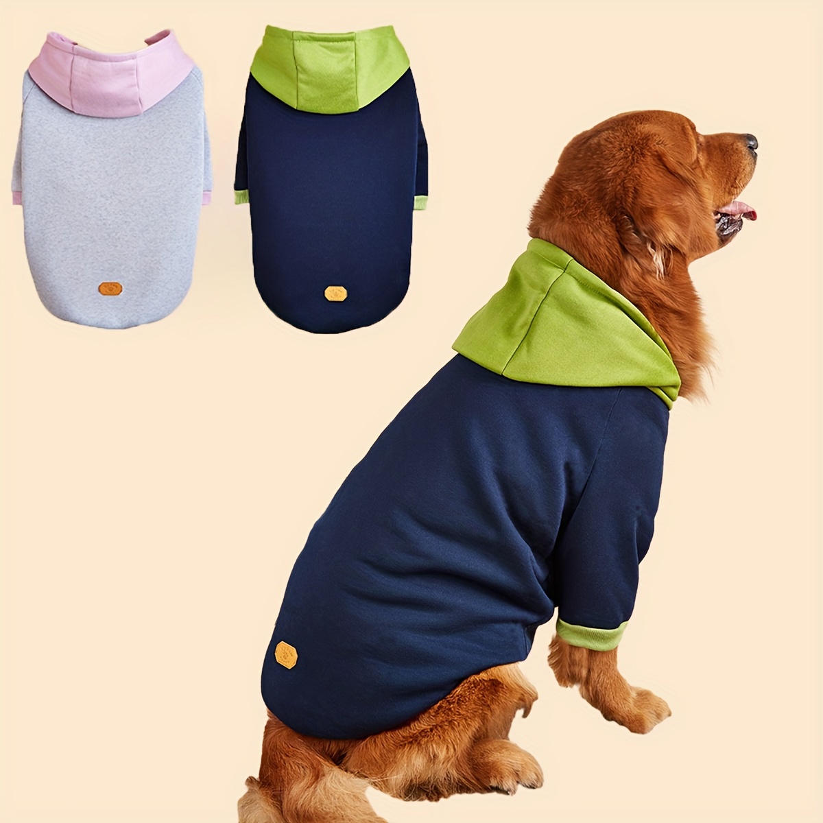 

1PC Sweat à capuche pour chiens de taille moyenne/grande - Lavable en machine, tissu polyester tricoté, manteau épais et chaud pour Labrador, Rottweiler, Beagle