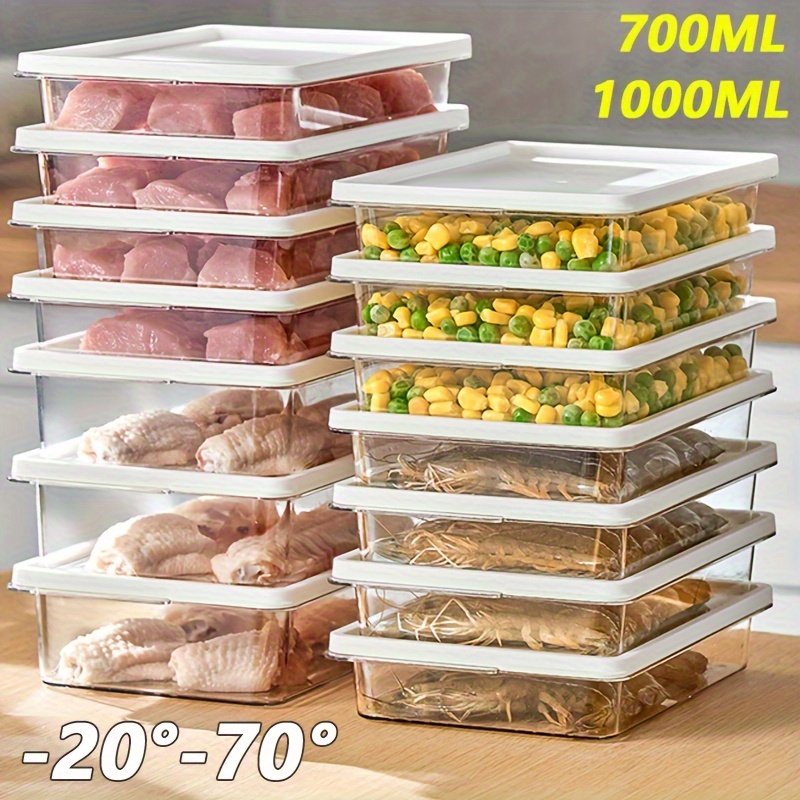 

Pet Multipurpose Freezer Safe Storage Containers With Flip Top Lids, Reusable Square Food Containers For Meat Storage, Freezer Safe From -20 To -70°c - 700ml & 1100ml Set