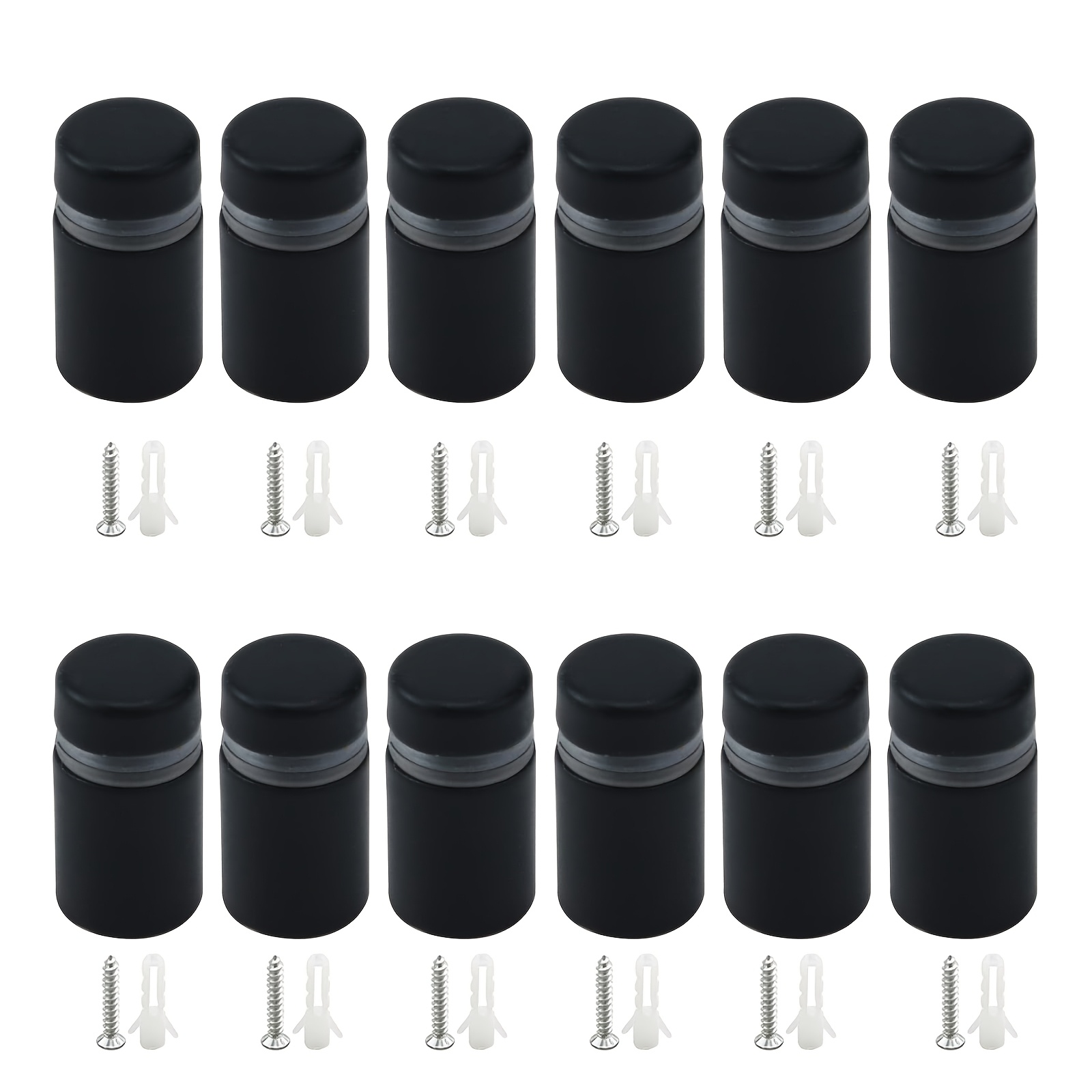 12pcs Matte Black Stainless Standoffs - Wall Mount Holder With Screws & Brackets For Secure Signage, Advertising, And Nail Display