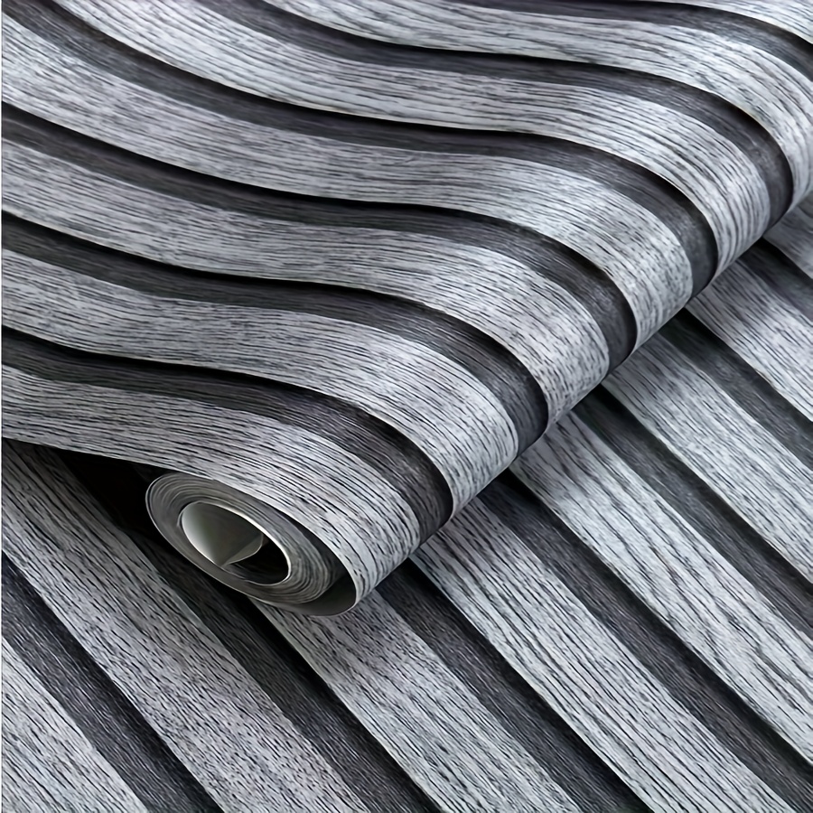 Image of Easy-to-apply Gray Wood Grain Vinyl Wallpaper - Waterproof Removable Furniture Renewal Contact Paper Roll, Home Decor, 1pc