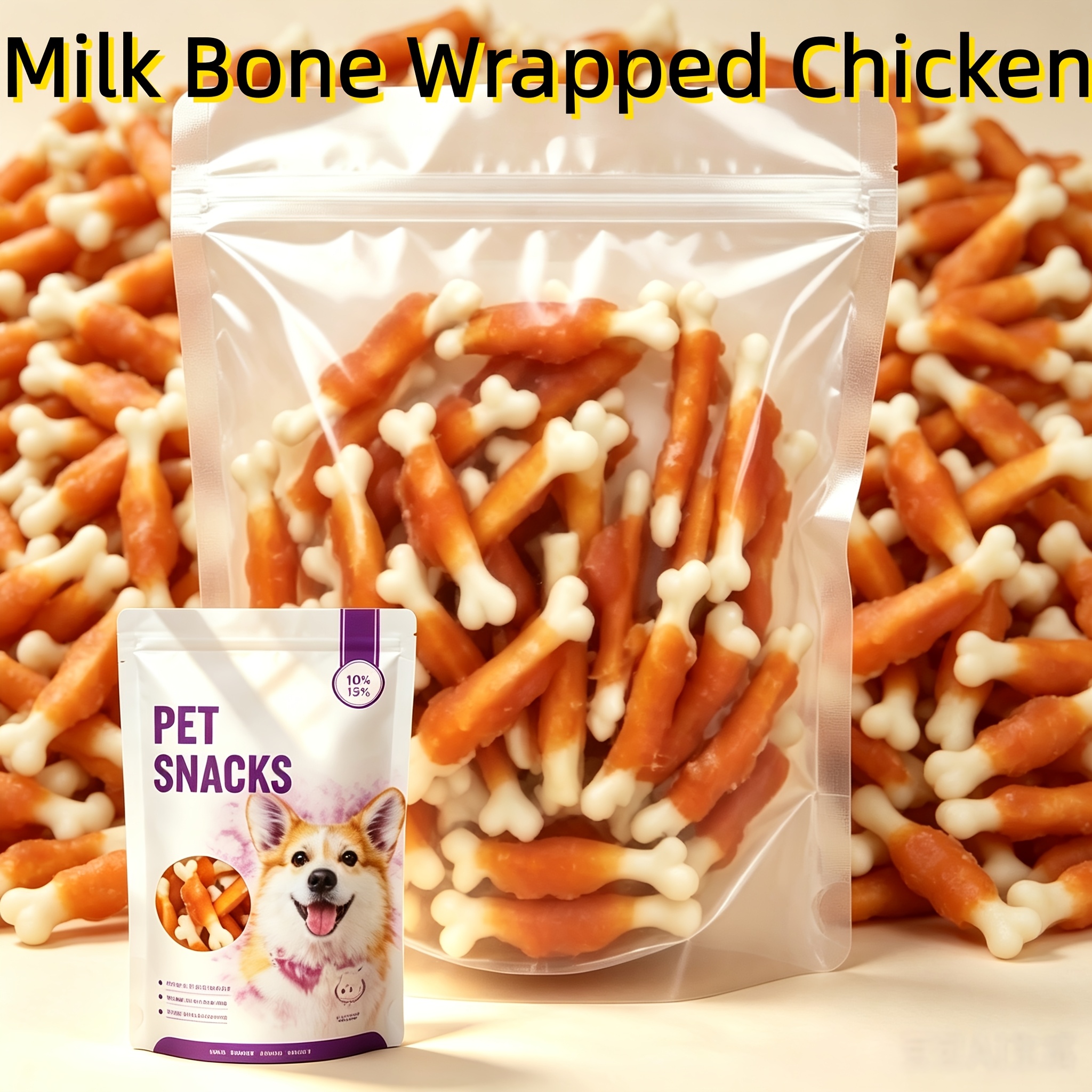 dog snacks chicken wrapped around   110 teeth cleaning teeth removing breath bone shaped snacks Product details 0