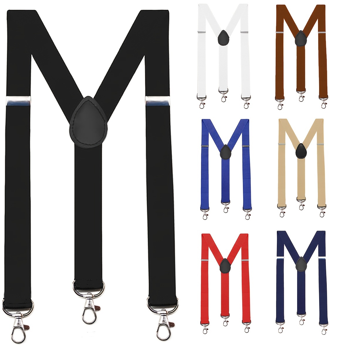 

Unisex Adjustable Suspenders With Hooks - Durable Polyester, Stretch Fit For Men's Fashion Suspenders For Men Bra Strap Holder