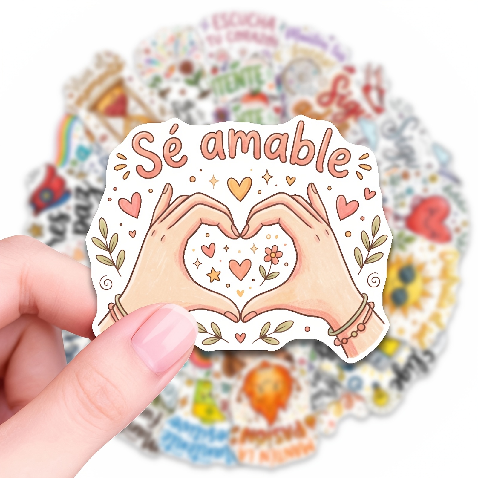 TEMU Juego de 50 pegatinas creativas motivacionales de temática española , que calcomanías para portátiles, tabletas, equipaje, teléfonos, patinetas,