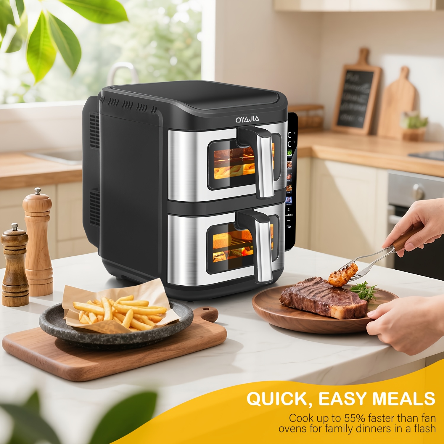 11l -basket Air Fryer With Windows, Cooks 4 Foods , , 10-in-1 Fryer Oven, & , Air Fry, , Bake, Nonstick And Dishwasher-