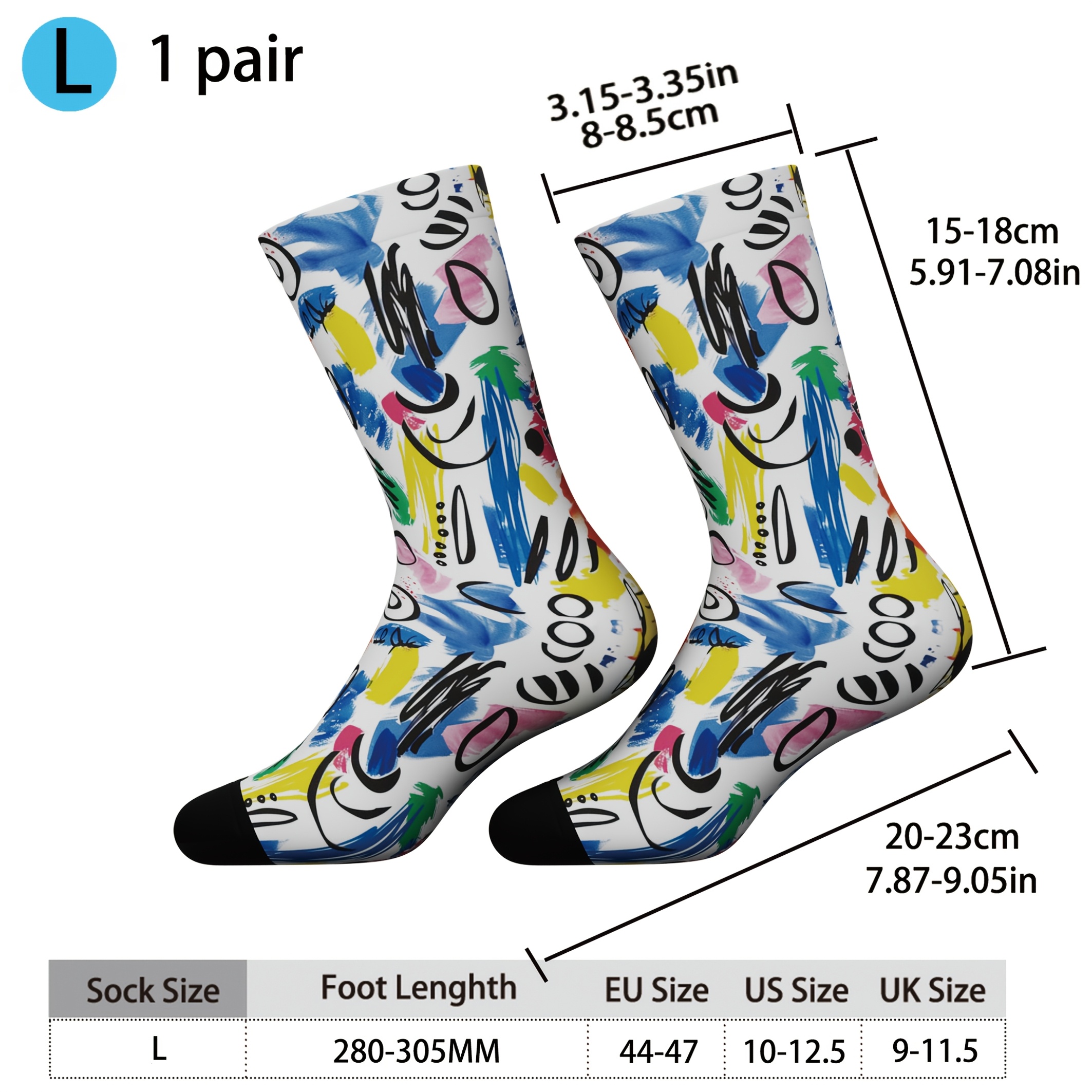 TEMU Calcetines Mid-Calf con Estampado de Graffiti Divertido y , Esenciales para Hombres/Mujeres/, Diseño y Transpirable, Ideales para Deportes,