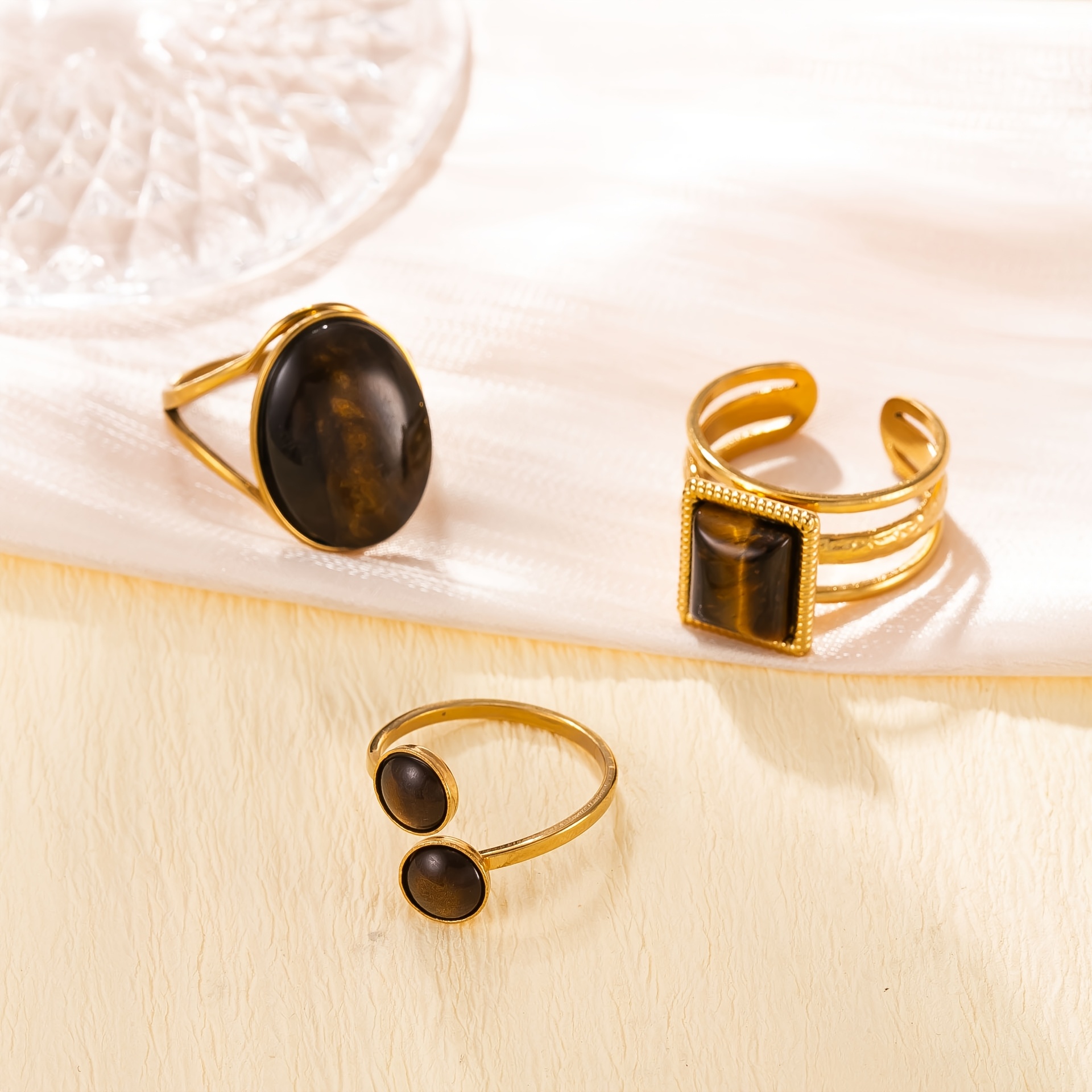 TEMU 3pcs Vintage Style Stainless Steel Set With Eye Inlay, An Excellent Accessory For Women' Wear, Dates, Holidays, Engagement, Wedding, And Gifting