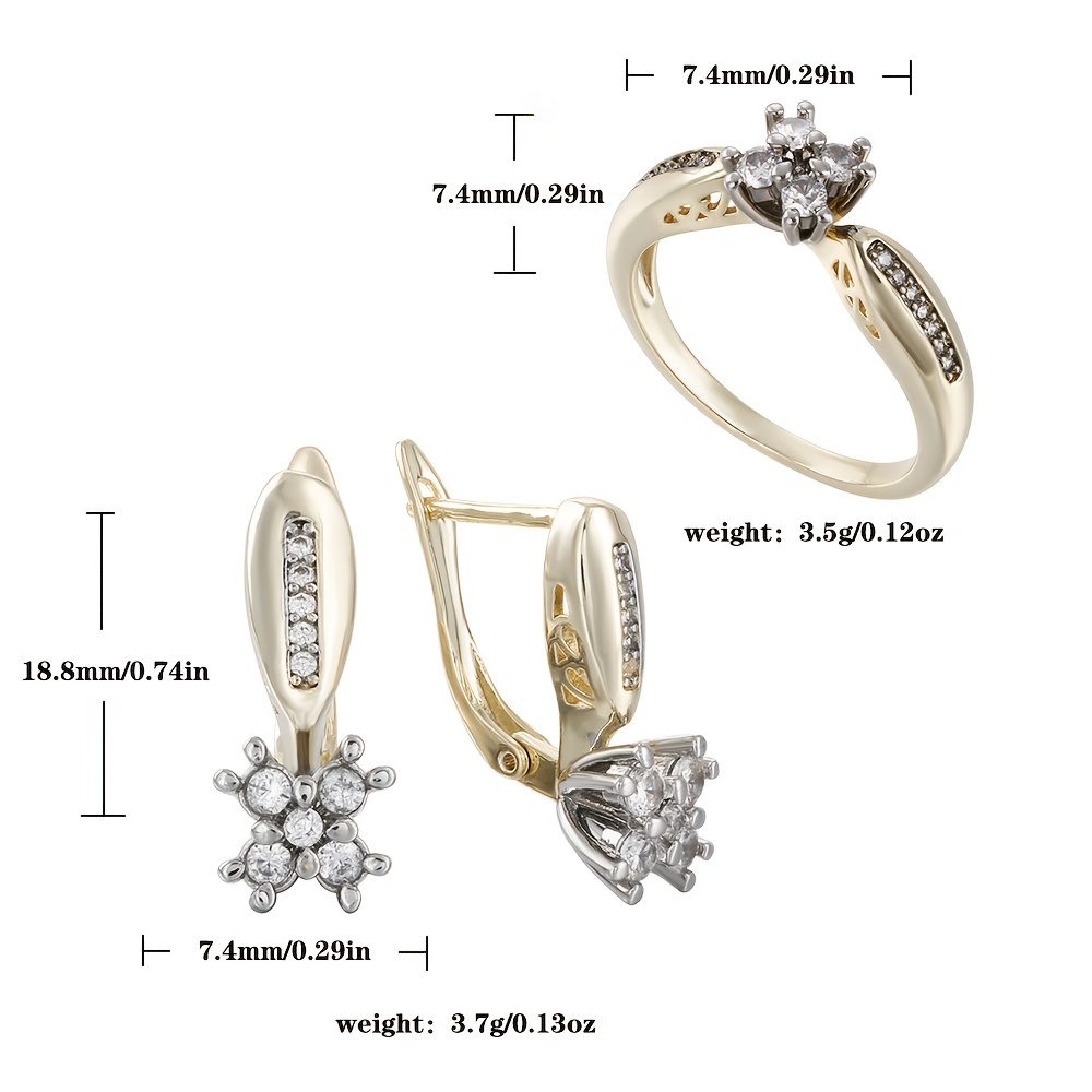 6-Claw Snowflake Cluster Synthetic Zirconia Earrings & Ring Set