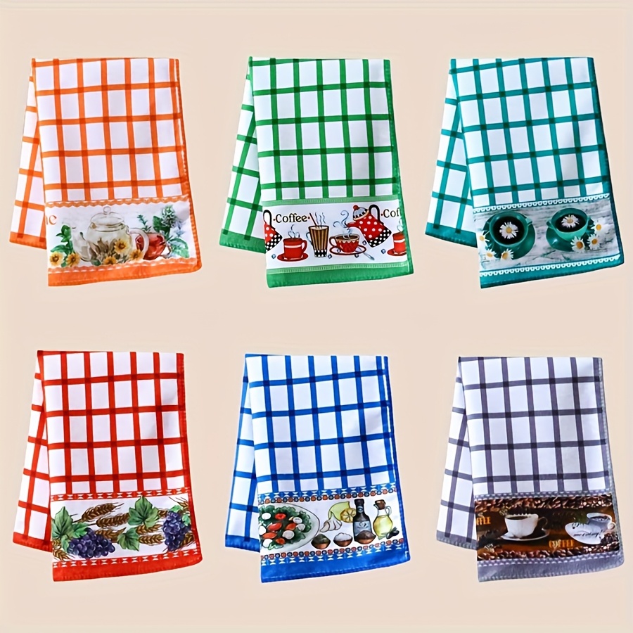 E-shop 6/12er-Set Wiederverwendbare Küchentücher - Fruchtserie, Hochsaugfähiges Polyester Geschirrtuch und Teehandtuch, Waschbares Deko-Reinigungstuch
