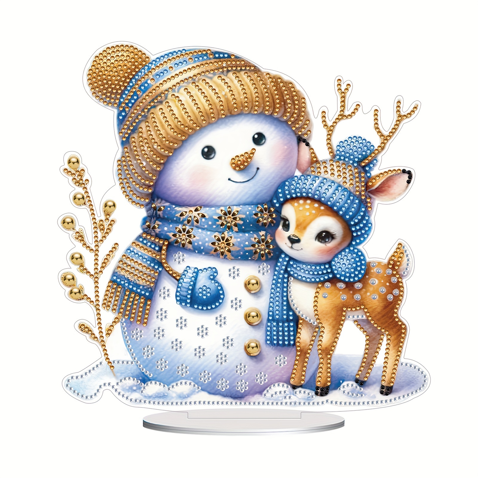 

1pc Snowman & Deer 5d Diy Diamond Painting Kit - Unique Shaped Crystal Embellished Mosaic Art, Decor, Ideal Holiday Gift, Packaging